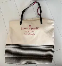 kate spade トートバッグ アイボリー/ストライプ
