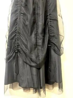 earth ドロストチュールスカート 黒 フリルスカート　ギャザー