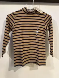無印 ストライプ タートルネック 長袖カットソー