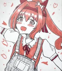 手描きイラスト ジェンティルドンナ ファンアート 原画 ウマ娘 - メルカリ