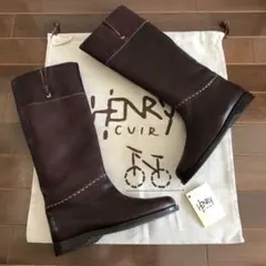 未使用HENRY CUIR レザーロングブーツ　アンリークイール　ダークブラウンのサムネイル