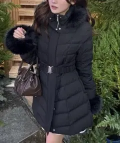 【神くびれダウン】Aラインダウンワンピコート rienda