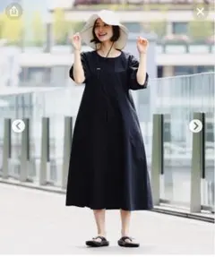 B:MING by BEAMS 撥水タックワンピース ブラック