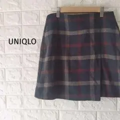 300円〜✨UNIQLO チェック柄ミニスカート 暖かウール混 清楚　М位