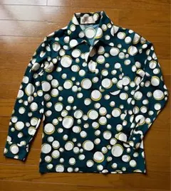 水玉模様 長袖シャツ グリーン