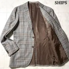 SHIPS ゼニア カシミヤ混 羊毛ウール テーラードジャケット チェック柄