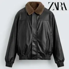 ZARA リバーシブル フェイクレザージャケット　ブラック