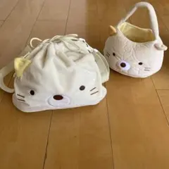 美品 すみっこぐらし ねこ ショルダーバッグ ハンドバッグ 2コセット