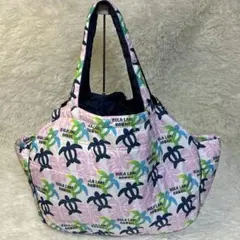 美品-Hula Lani Hawaiiトートバッグ大　ピンク×ネイビー