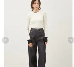 リブニット 長袖 バイカラー