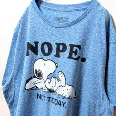 ピーナッツ スヌーピーNOPE ロゴ Tシャツ ライトブルー水色 XL 古着