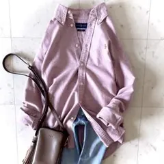 美品 ラルフローレン オックスフォードシャツ 洗える ポニー刺繍 エンジ L相当