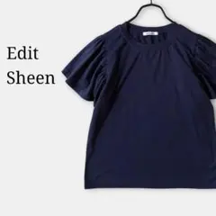 美品✨エディットシーン　フレアスリーブカットソー　半袖Tシャツ　紺ネイビー　春夏のサムネイル