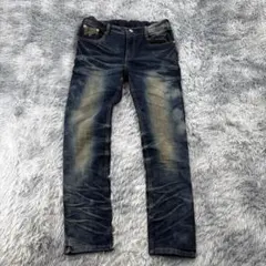 《DACHNAI JEANS》デニムパンツ ジーンズ　ウエストゴム　ダメージ