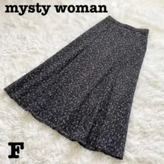 【美品⭐︎大人可愛い】ミスティウーマン　花柄フレアスカート　マキシ丈　ブラック　Ｆ