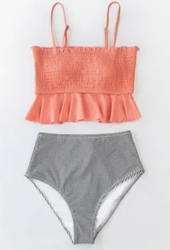 フリル ハイウエストビキニ 体型カバー 可愛い タンキニ水着