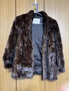 ダークブラウン 毛皮ショートコート