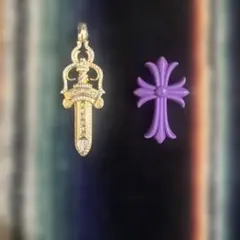 ダガー ペンダント パープル クロス チャーム 2点セット