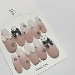 現品販売 ♡即日発送 ネイルチップ韓国 スナ系 ガーリー ワンホン