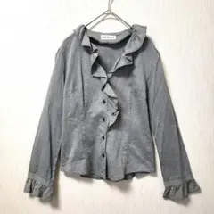 【美品】スクープ フリルブラウス シャツ 綿100% 日本製 グレー SCOOPのサムネイル