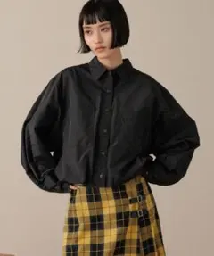 LOWRYSFARM バルーンショートシャツ ブラック フリーサイズ