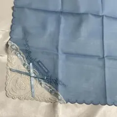 未使用　ウェッジウッド　ハンカチ　レース　水色　青