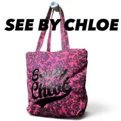 SEE BY CHLOE シーバイクロエ トートバッグ 花柄 総柄 ピンク ロゴ