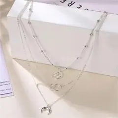 シルバーチェーンネックレス 三日月3連ネックレス