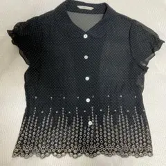 ドット柄 シフォン 半袖シャツのサムネイル