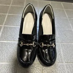 エスペランサ ヒールアップローファー 厚底ローファー ブラック 黒23cm