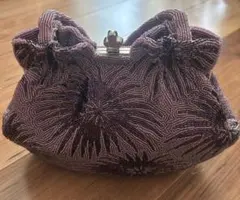 ビーズ刺繍クラッチバッグ 紫色