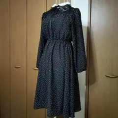 コルザCOLZA Sサイズ ドット柄 ひざ丈 ワンピース