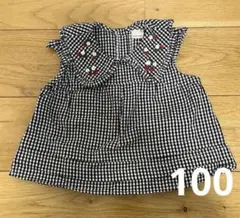 プティマイン　ギンガムチェックブラウス　トップス100