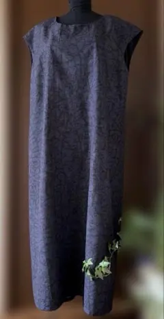 結城紬　亀甲絣　着物リメイク　ワンピース　ジャンパースカート　ハンドメイド