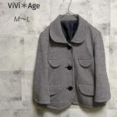 ViVi Age【M〜L】ジャケット 七分袖 千鳥格子 ビックカラー レトロ