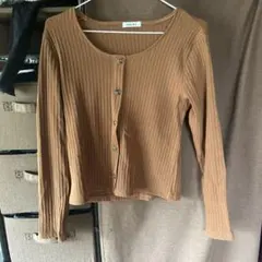 ブラウンリブ長袖