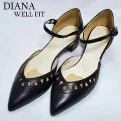 【新品未使用】DIANA WELL FIT ポインテッドトゥ　ストラップ　黒のサムネイル