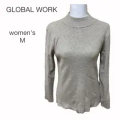 GLOBAL WORK ハイネック ニット セーター ベージュ M シンプル