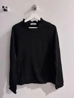ブラック 長袖 トレーナー ボタン付き ワッペン無し