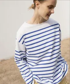 ボーダー／パネルボーダーボートネックプル オーバーロンT