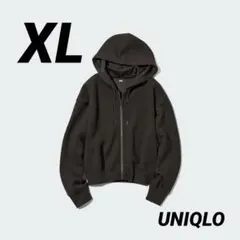 UNIQLO ドライスウェットクロップドフルジップパーカ ダークブラウン