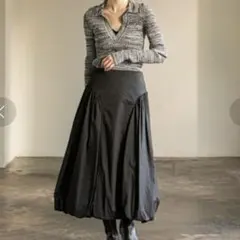 NOBLE ノーブル シアー バルーンスカート ロング ブラック 38