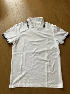 UNIQLO 半袖　スキッパー　ポロシャツ　紺ライン入り