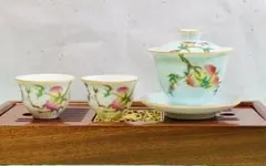 中国茶器　景徳鎮茶器•蓋碗と湯呑み2個セット茶碗茶道具有田焼き益子焼き