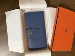 HERMES ベアン スフレ 長財布 ブルー レッドのサムネイル