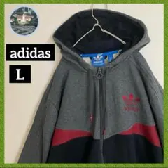 adidas ダメージ フルジップ パーカー トレフォイル 刺繍 アディダス