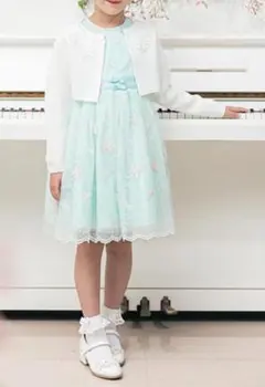 【mezzo piano】 花刺繍チュールレース　ワンピース　ミント