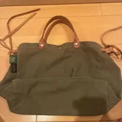 IL BISONTE キャンバストートバッグ カーキ×レザー - メルカリ