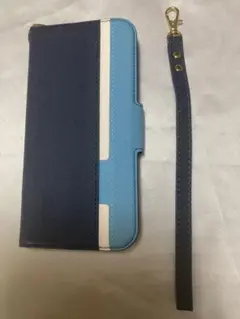 最終価格❣️iPhone13pro Max用スマホケース（紺×水色）