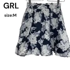 グレイル　GRL スカート　ひざ丈　花柄　Ｍ　おしゃれ　上品　裏地有り